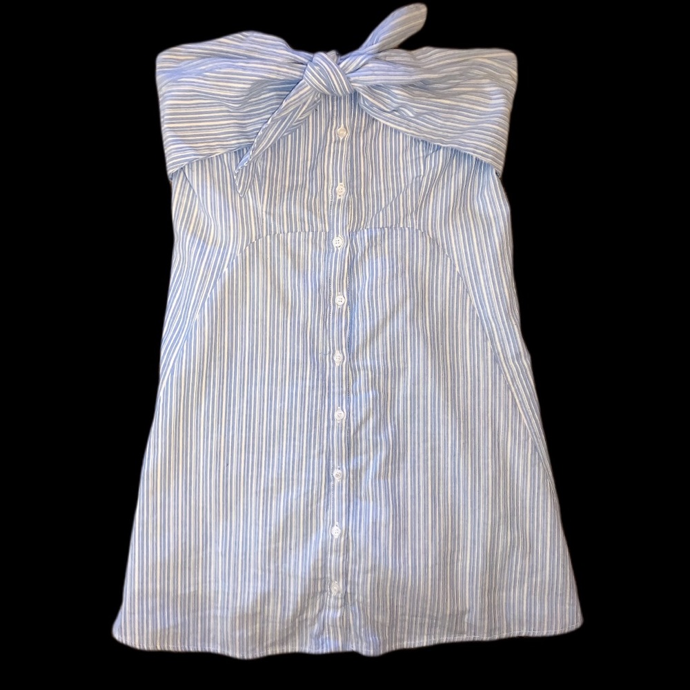 The Impeccable Pig Strapless Button Down Tie Dress